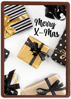 Kerstkaart zwart goud kerstcadeau merry xmas