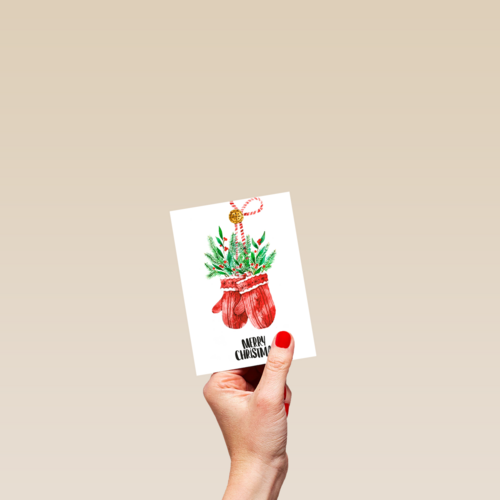 Kerstkaart klassiek handschoenen