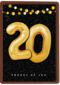Verjaardagskaart leeftijden 20 ballonletters