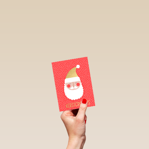 Kerstkaart met getekende kerstman