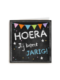 schoolbord met feestslinger