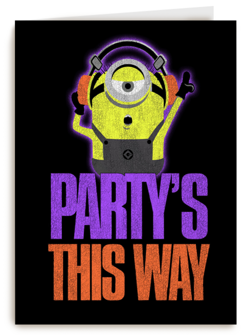 Verjaardagskaart Minion party is this way