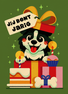 Verjaardag Hond Met Taart En Cadeau