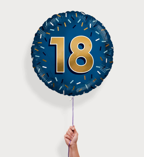Ballon 18e Verjaardag Blauw Goud Eco