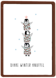bikke winter knuffel pinguin kaart