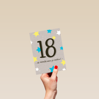 Verjaardagskaart 18 de wereld aan je voeten