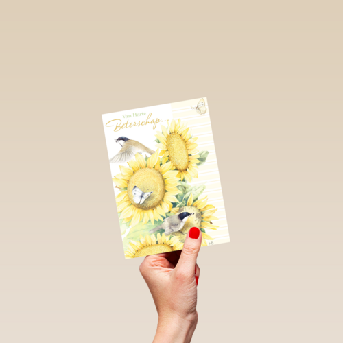 zonnebloemen met mus beterschap