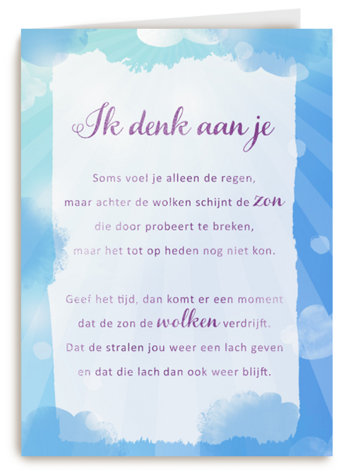Beterschapskaart Ik denk aan je More than words