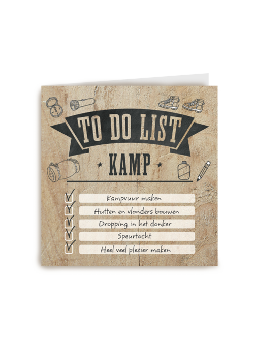 op kamp kaart to do list kamp