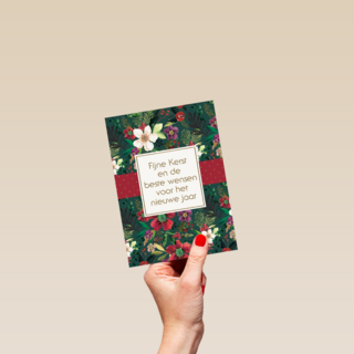 Kerstkaart Fijne kerst bloem