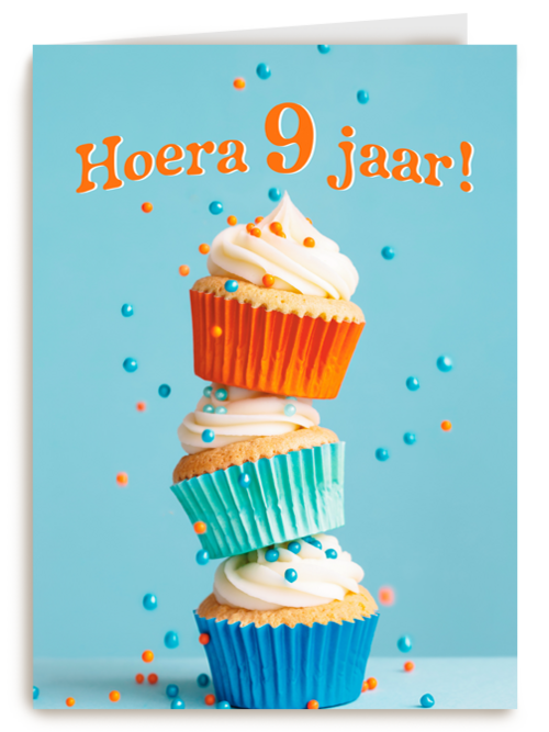 Hoera 9 Jaar cupcakes