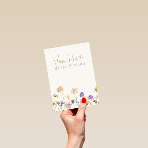 Verjaardagskaart veldbloemen van harte