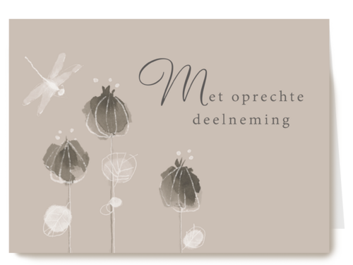 Deelneming kaart met libelle en bloemen