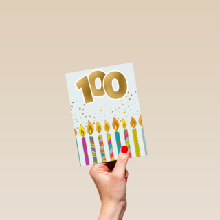 Verjaardagskaart 100 jaar met kaarsjes