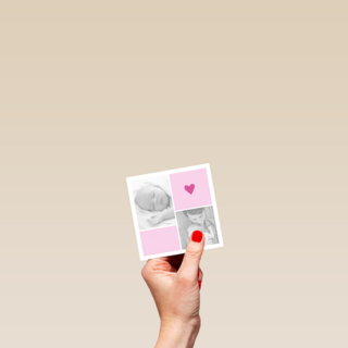fotokaart baby roze hokjes