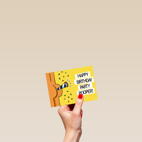 Verjaardagskaart man grappig Happy birthday party pooper