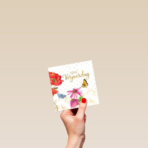 Kaart flowers by Marjolein Bastin Fijne verjaardag klaproos vlinder