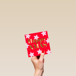 kerstkaart happy xmas sterren