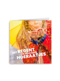 verjaardagskaart het regent hoeraatjes