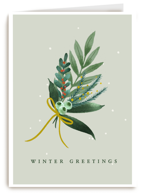 Kerstkaart klassiek tak met winter greetings