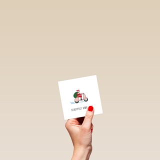 kerstkaart kerstpost voor jou santa op scooter