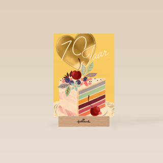 verjaardagskaart voor 70 jaar met cake