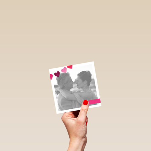 Fotokaart met slinger van hartjes