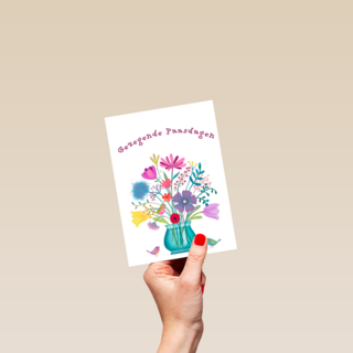 pasen kaart gezegende paasdagen met bloemen