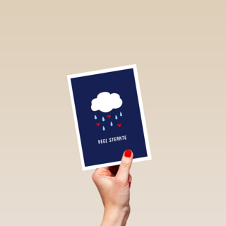 Sterkte kaart wolkje met hartjes regen