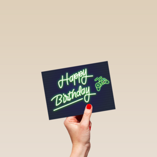 Verjaardagskaart Happy Birthday neon
