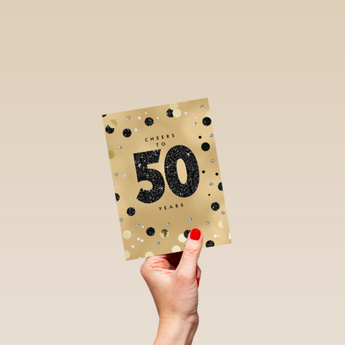 Verjaardagskaart leeftijden man vrouw 50 goud met stippen
