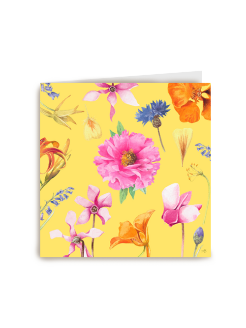 Kaart flowers by Marjolein Bastin Blanco geel bloemen