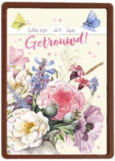 Huwelijkskaart 12 en een half jaar Marjolein Bastin