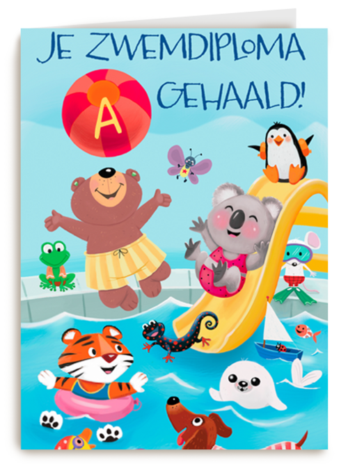 zwemdiploma kaart dieren zwembad
