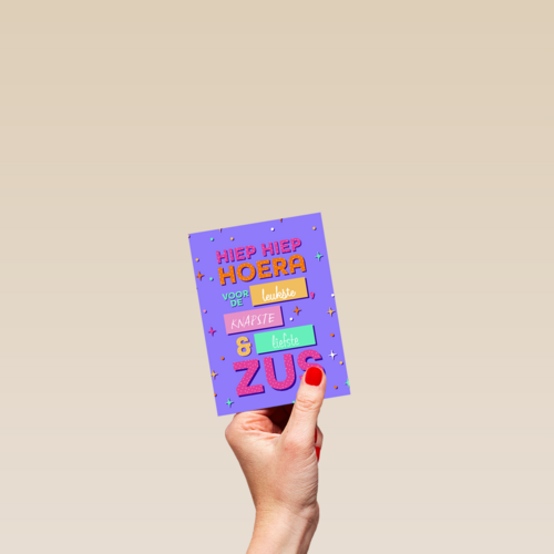 hippe verjaardagskaart voor een zus