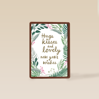 nieuwjaarskaart hugs kisses and lovely new year wishes