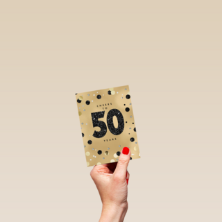 Verjaardagskaart leeftijden man vrouw 50 goud met stippen