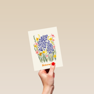 Beterschapskaart klassiek met bloemen