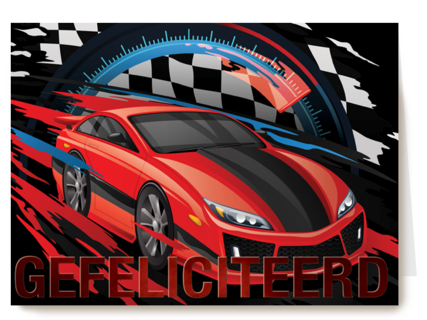 Verjaardagskaart snelle rode sportauto