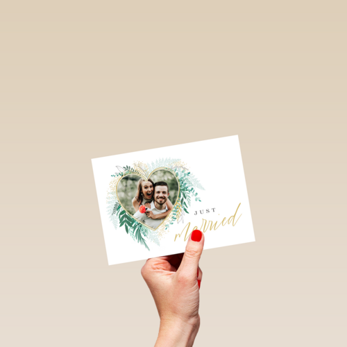 Trouwen fotokader met hart just married