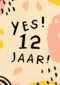 Verjaardagskaart meisje 12 yes roze geel