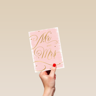 Trouwdagkaart Mr and Mrs Roze met goud