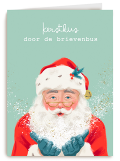 Kerstkaart kerstman kerstkus