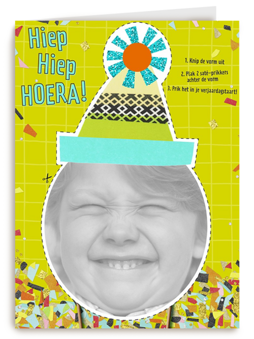 foto kaart verjaardag kids jongen met feestmuts