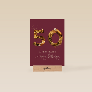 Verjaardagskaart 50 goud cadeau