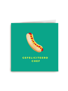 gefeliciteerd chef met hot dog