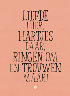 huwelijks kaart liefde hier hartjes daar ringen om en trouwen maar