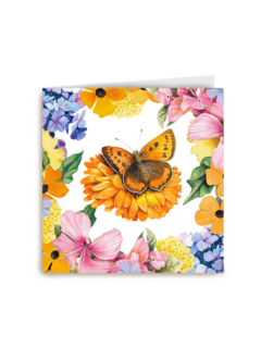 Kaart flowers by Marjolein Bastin Vlinder op bloem Blanco