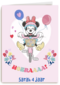 Verjaardagskaart Minnie Mouse op fiets