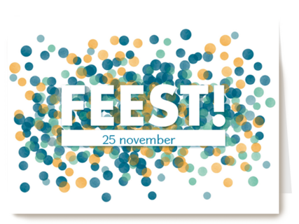 uitnodiging feest blauwe confetti